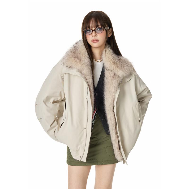 GROUND ZERO Men's Biker Style Detachable Fur Collar Down Jacket