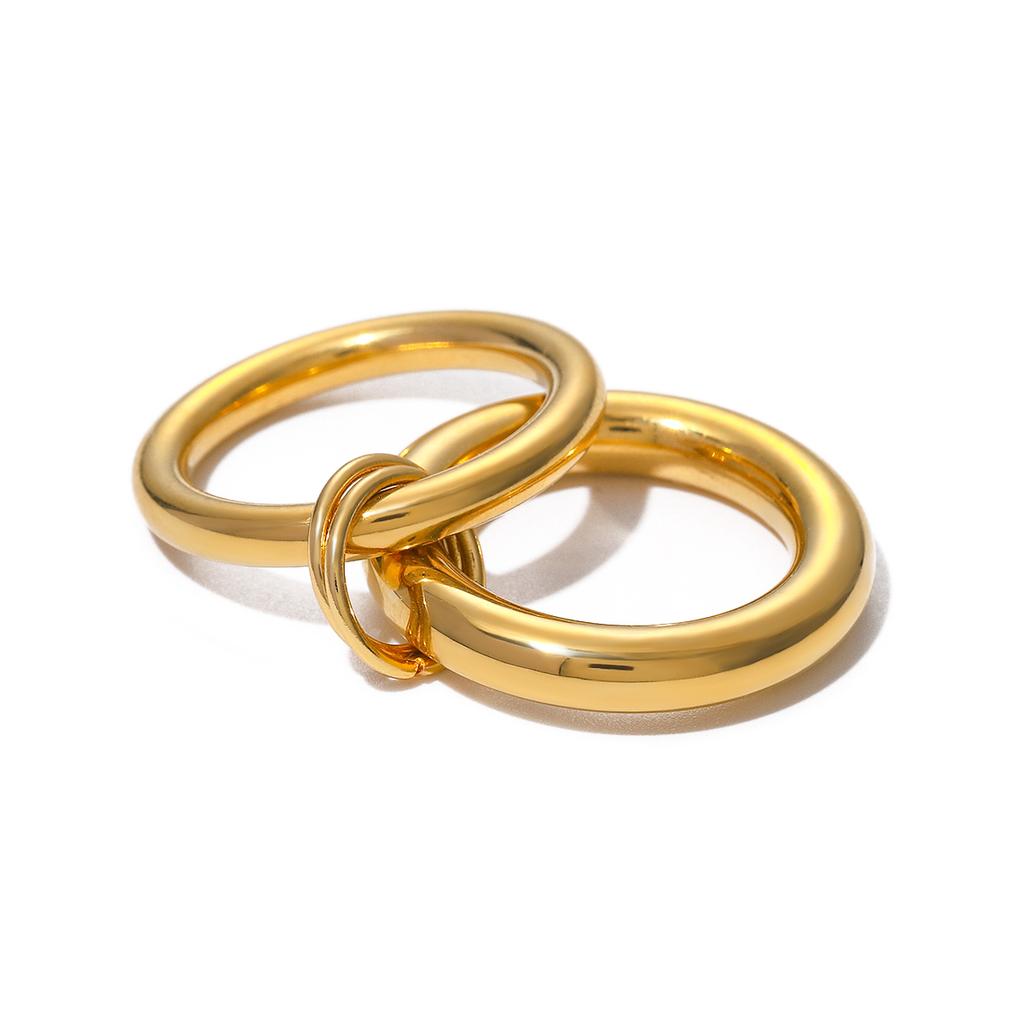 Bague Empilable Fine Yori Plaqué Or 18 Carats Acier Inoxydable pour Femmes Hypoallergénique Imperméable Bijoux Fins