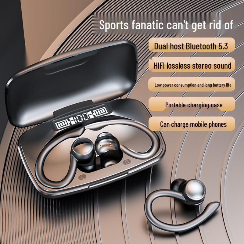 T16 TWS Wireless Bluetooth Ear Hook Sports Headset with Triple Digital Display and Noise Reduction