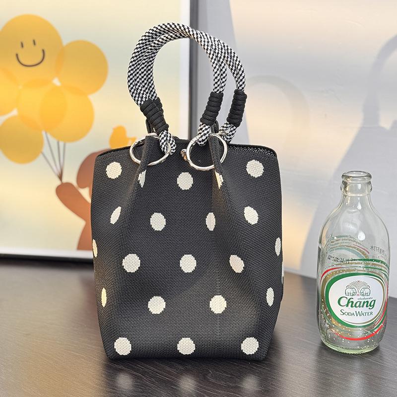Market general knitted ring buckle bag portable work out large capacity handbag commuting small square bag storage bag