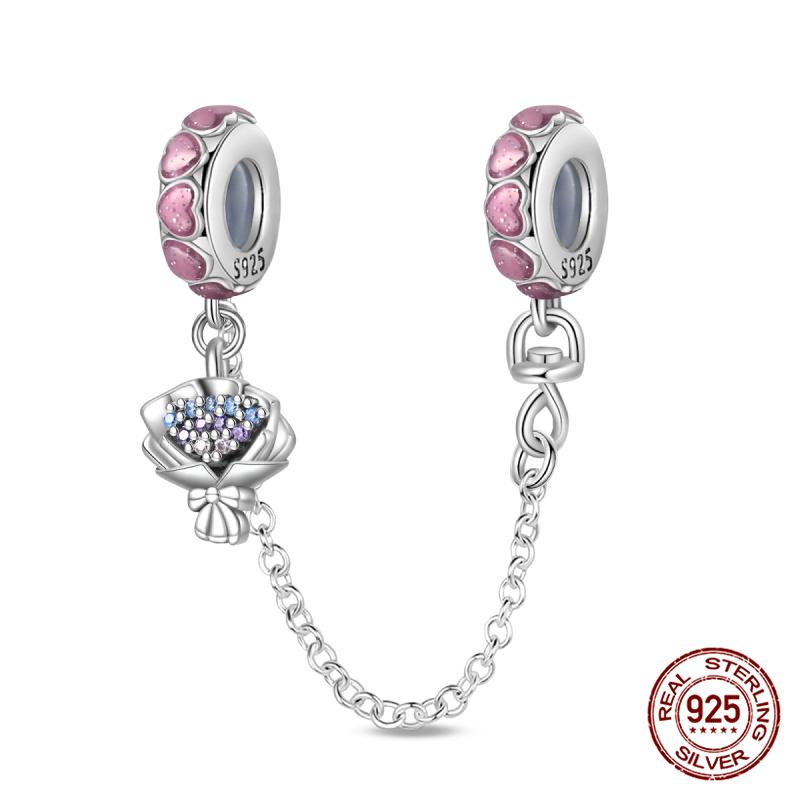 Original 100% 925 Silver Star Moon Safety Chain Fit 925 Original Bracelet & 3mm Bracelet DIY Jewelry Making Women Gift