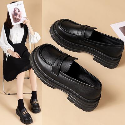 Małe skórzane buty damskie wiosna i jesień nowe duży rozmiar platforma retro mundurek pojedyncze buty