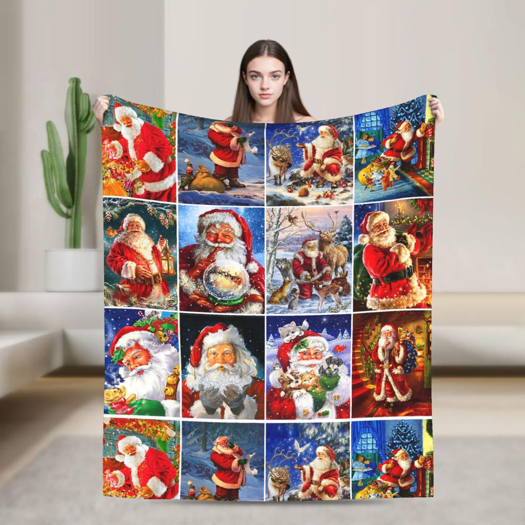 Christmas Dog And Cat Blanket Fleece Spring/Autumn Nordic Merry Christmas New Year Thin Throw Blankets for Home Office Bedspread