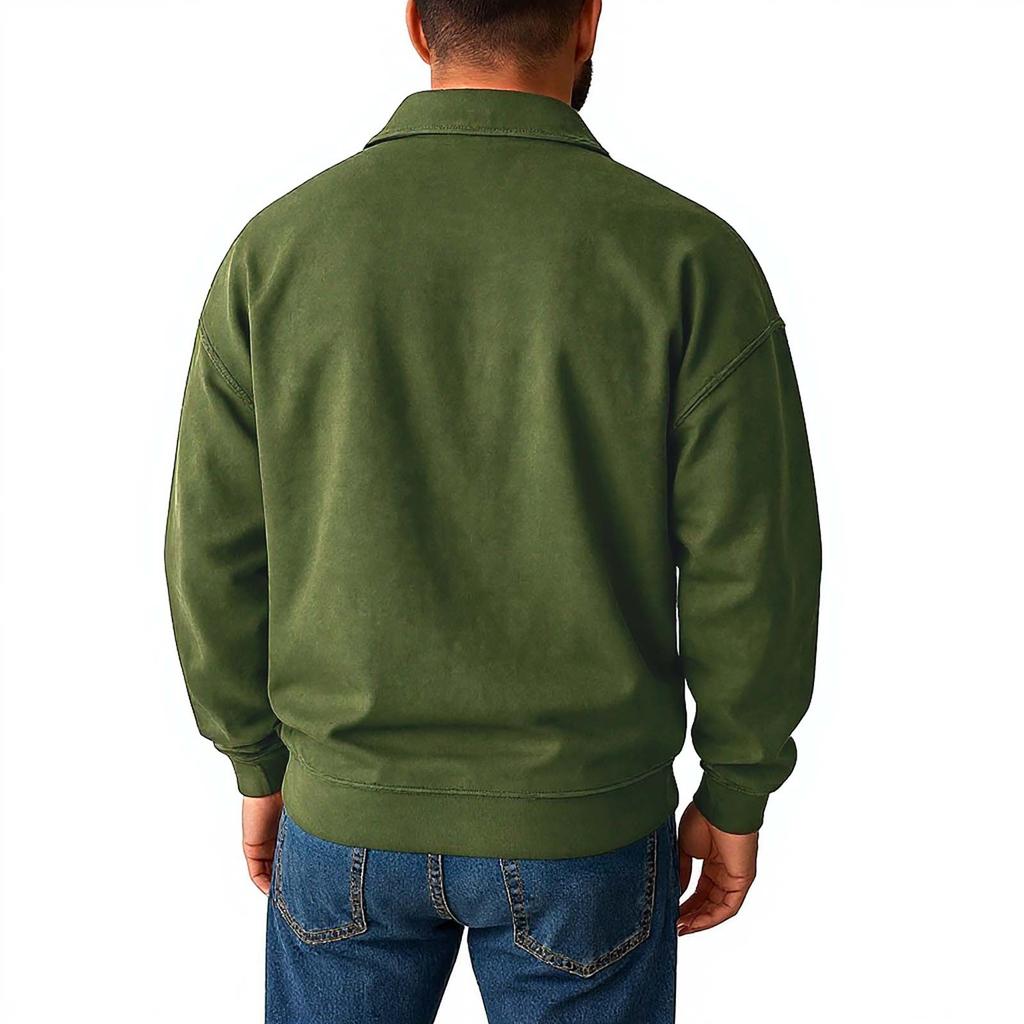 Men's Pullover Mock Neck Cotton Sweatshirt  Solid Long Sleeve Top For Fall Winter