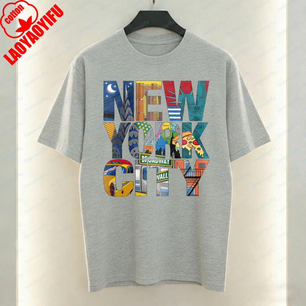 New York City Unisex TShirt Retro Pop Art Graphic Tops Holiday Party Travel Casual Cotton Tee Fashion Streetwear for Women Unisex