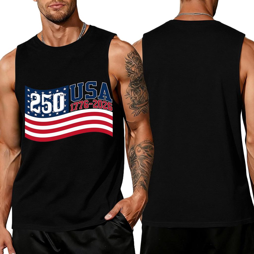 Men's Sleeveless Tank Top Loose Fit Casual Summer Daily Wear Printed Sleeveless Shirt Lightweight Breathable Fabric