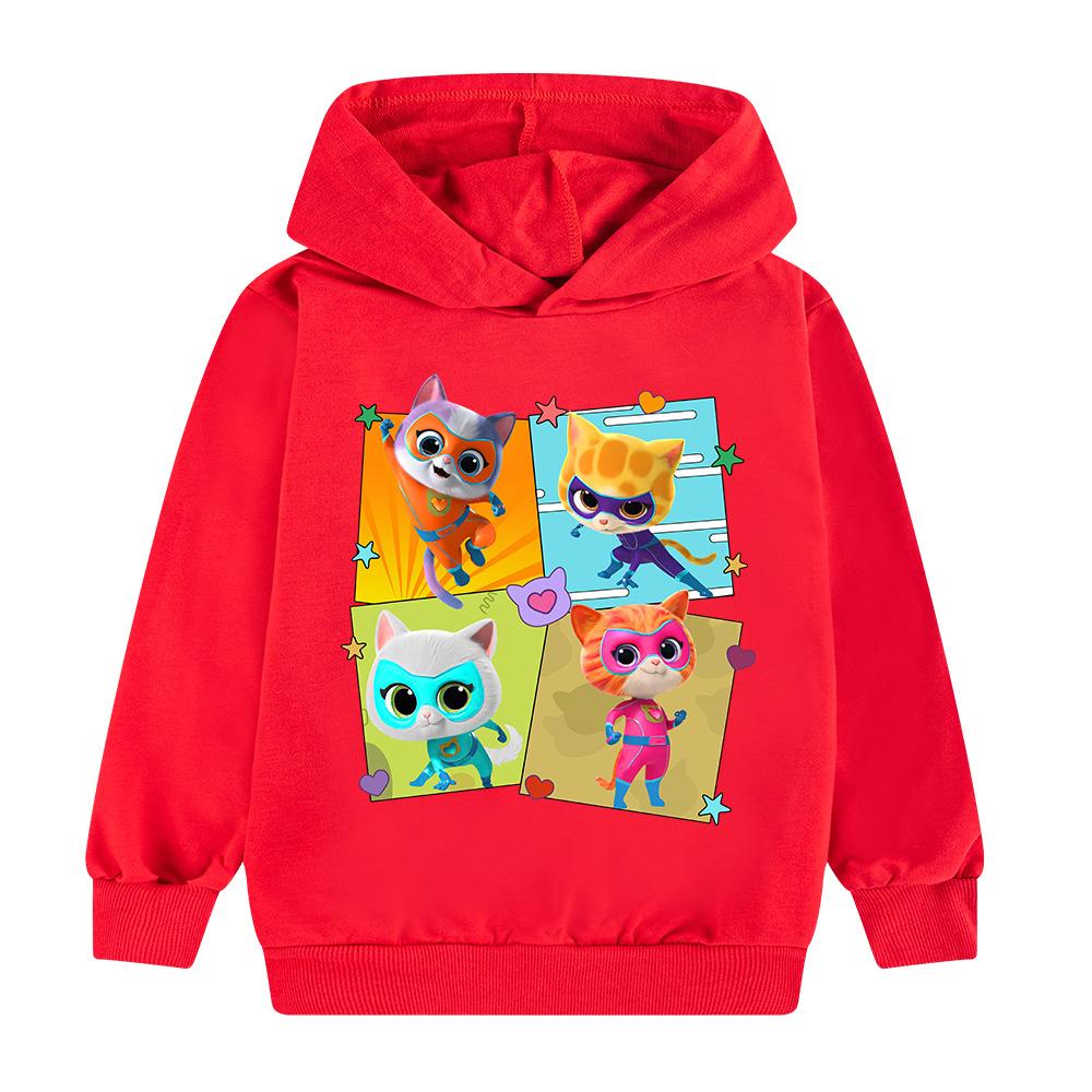 Neuer SuperKätzchen Cartoon Niedlicher Aufdruck Kinder Warmer Pullover Herbst- und Wintertrend Outdoor Bequemer Hoodie für Jungen und Mädchen