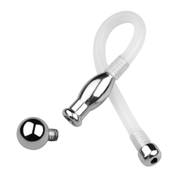 Hollow Metal Urethral Plug with Eye Pull Bead - Adult Stimulation Toy
