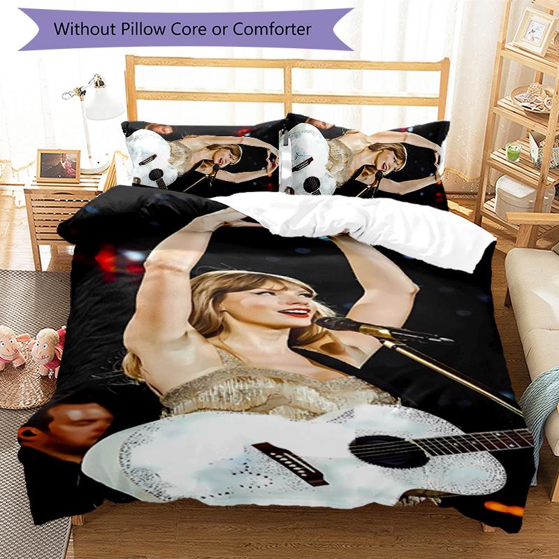 3pcs Taylor Swift pattern bedding set duvet cover set includes duvet cover &pillowcases, perfect all season bedroom decoration & gift