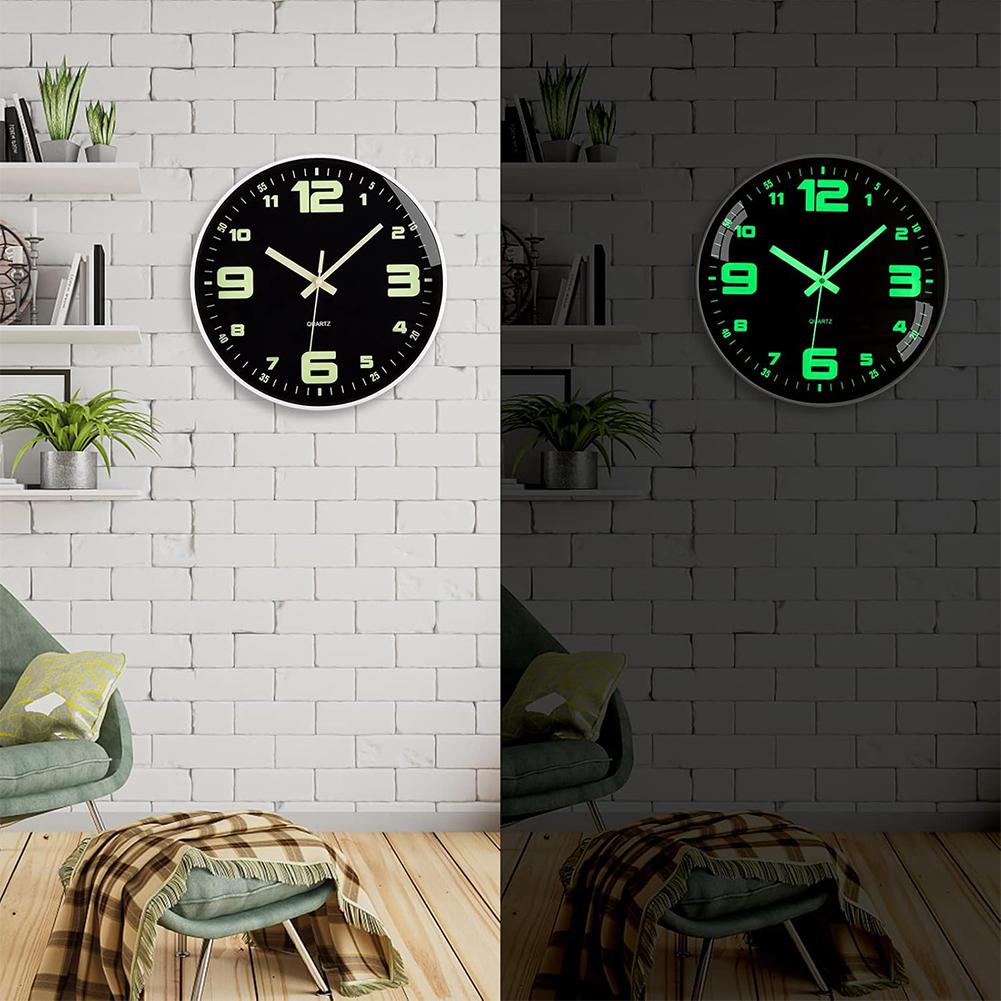8 Inch Glow in The Dark Clocks Battery Operated Silent Non-Ticking Wall Clocks Luminous Wall Clock for Living Room Bedroom Decor