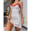 2025 Heart Print Slim Fit Camisole Nightdress with Lace - Women's Pajamas, Pure Desire Homewear