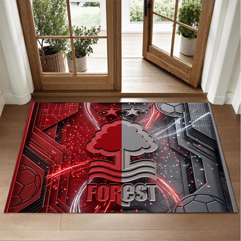 Nottingham Forest Fußball Design Kristall Samt Teppich Weiche Dekorationsmatte für Schlafzimmer Eingang
