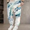 Men Plus Size Colorful Printed Drawstring Waist Side Pockets Cuffed Ankle Jogger Pants