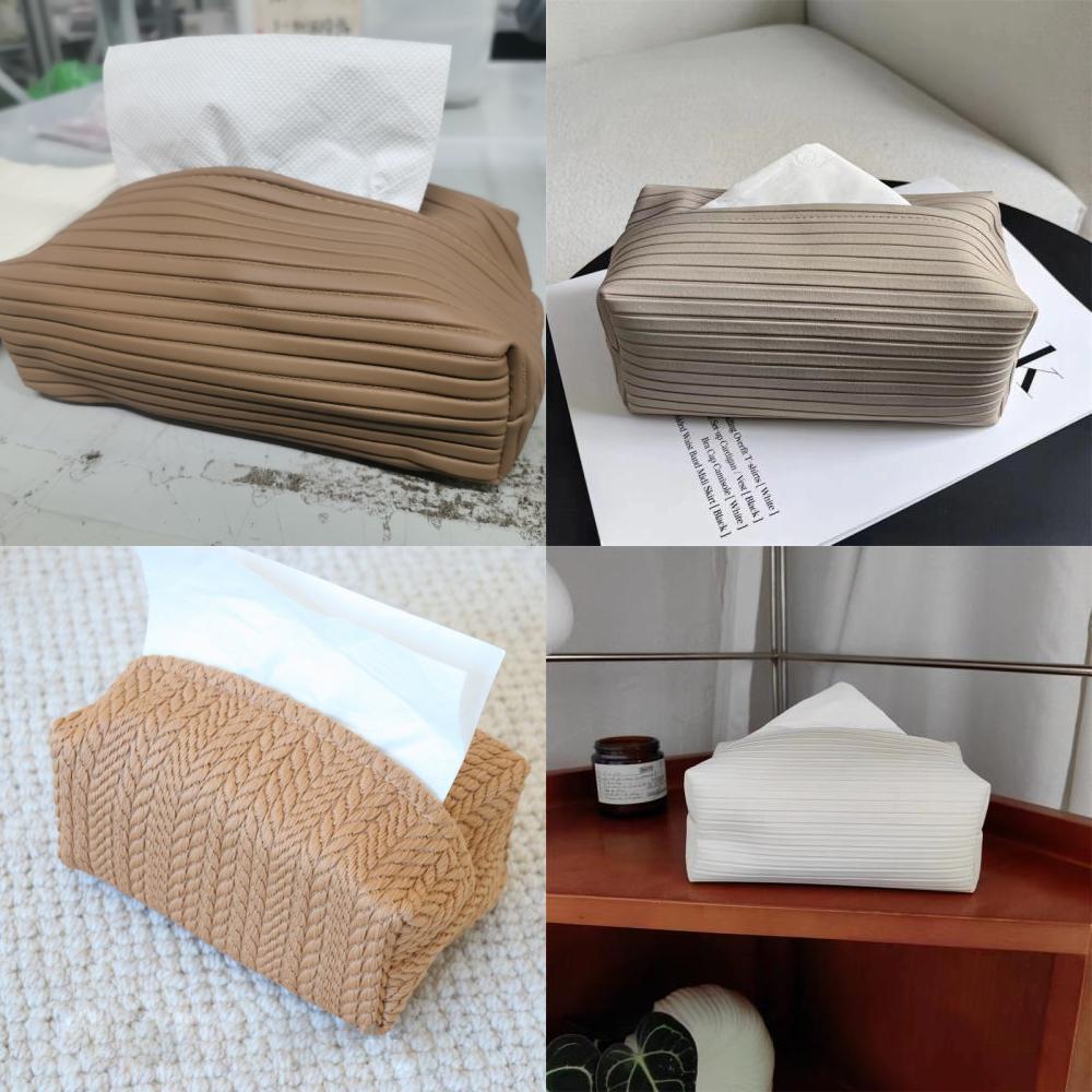 Modern Minimalist Leather Tissue Box With Design For Car And Home Use
