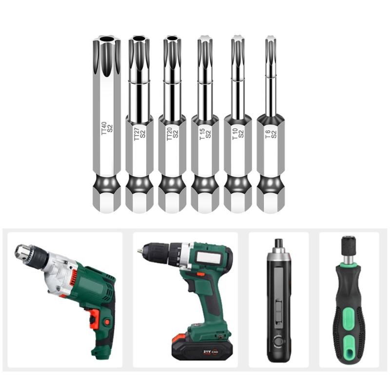 10Pieces Torx Head Screwdriver Bit Set Hex Shank Security Tamper Proof Screwdriver Drill Magnetic Screwdriver Bit Tool