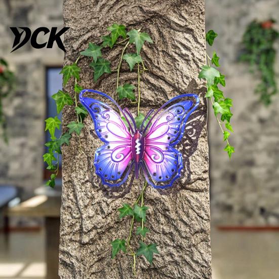 Outdoor Garden Hanging Decor Metal Butterfly Wall Decorations, Art Sculpture, Indoor Living Room Accents Weatherproof for Patio Fence Home Yard