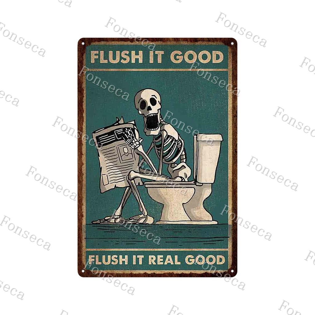 Retro Human Skeleton Tin Sign Gardening That's What I Do I Grow Stuff and I Know Things Cactus Vintage Chic Metal Poster