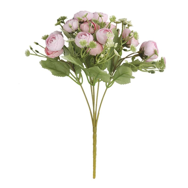 

15 Heads Artificial Flower Silk Rose Bouquet for Christmas Home Wedding Decorations Fake Flower Vase Decor Photography Props