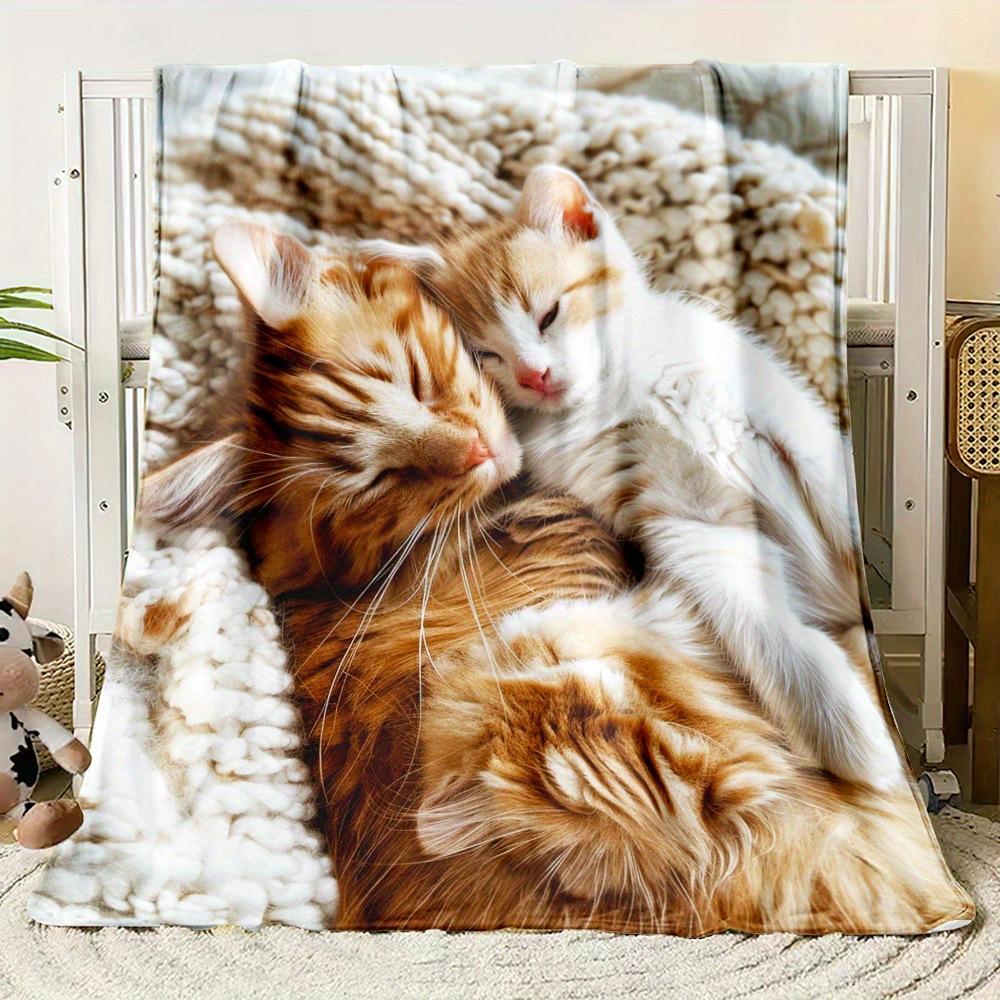 Cute Pet Cute Cat Blanket Fun Kitten Soft Flannel Blanket Modern Suitable for Home Air Conditioner Blanket