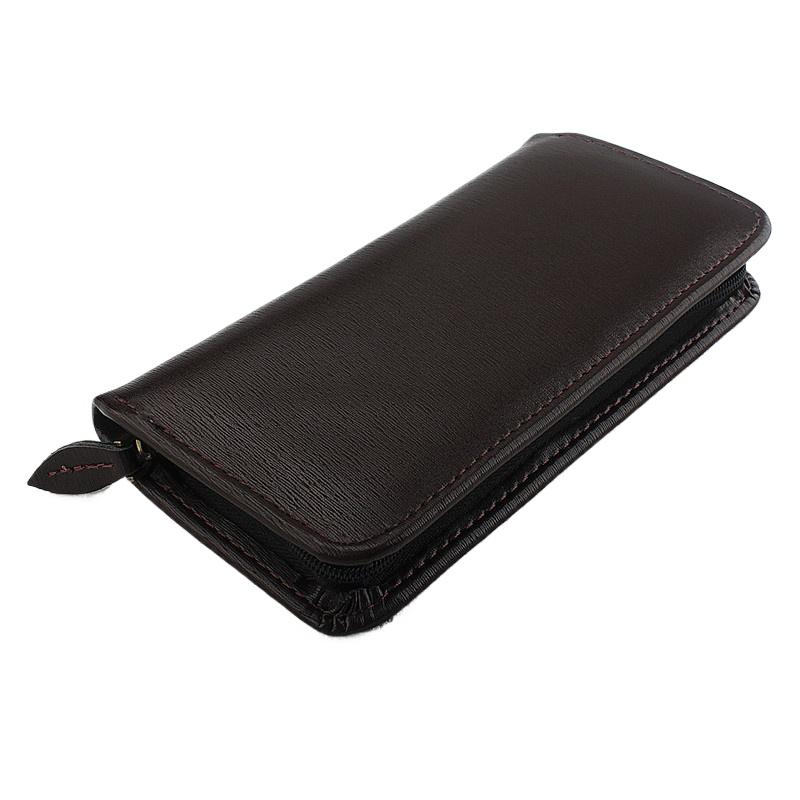 

PU Leather Fountain Pen Case 3 Divided Slots, Zippered Pen Case Pouch, Handmade Display Pen Holder, Black