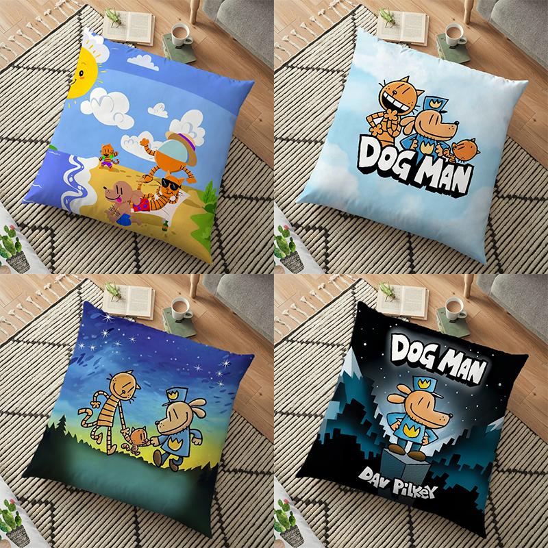 Dogman Cartoon Pillow Case Dog Man Square Pillow Bedroom Sofa Leisure Comfort Cushion Car Living Room Home Decoration 2