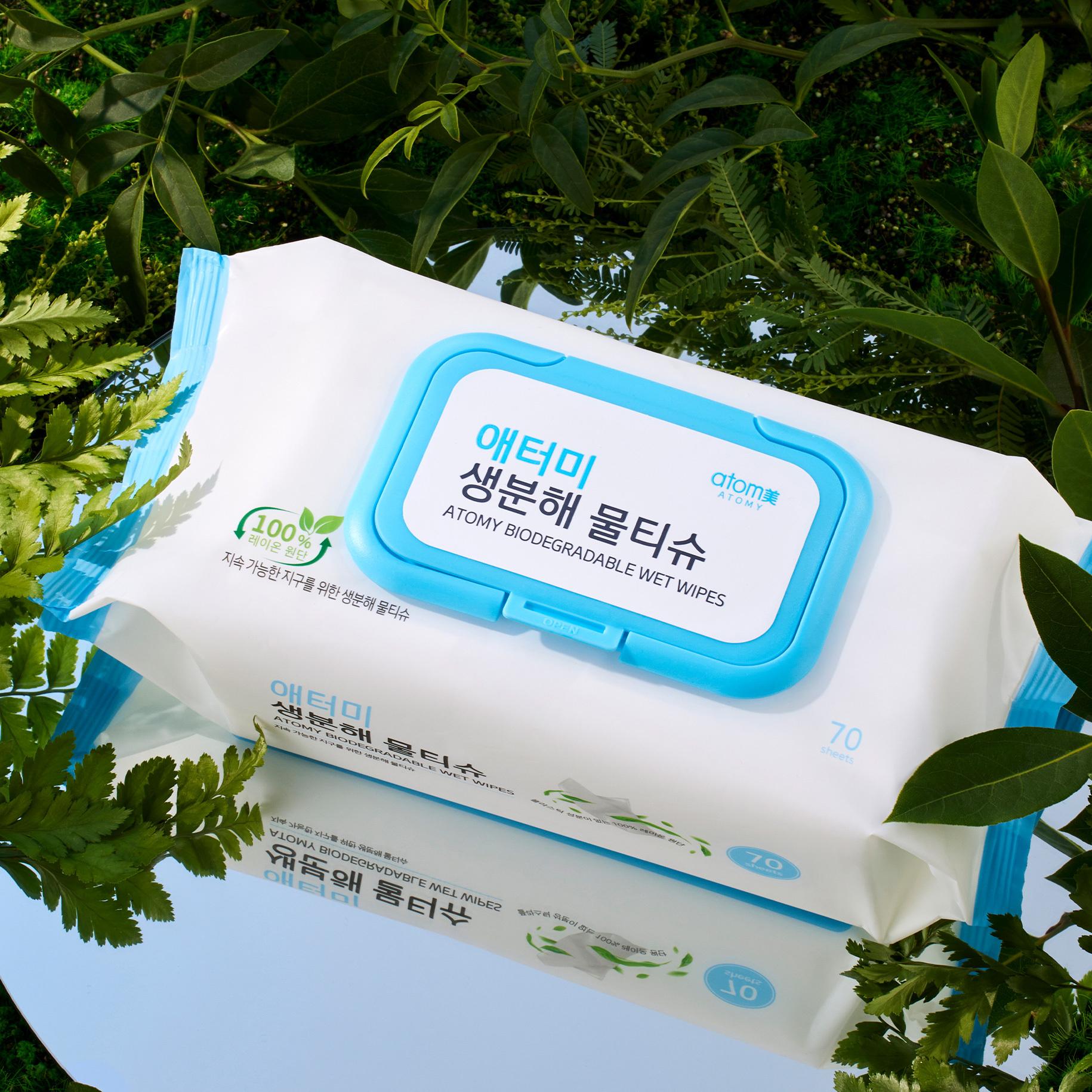 Atomy Biodegradable Wet Wipes (70 sheets x 8 packs)