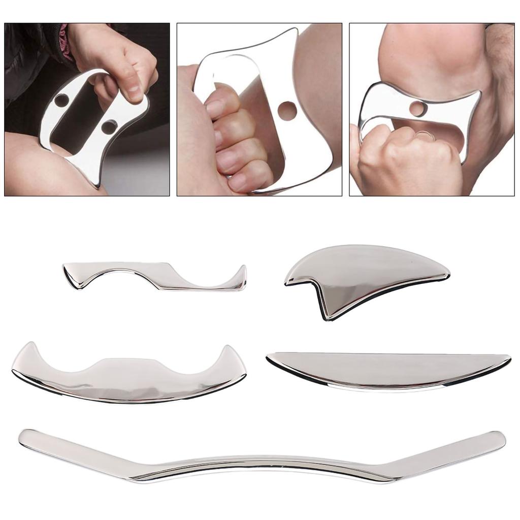 5pcs / set  Stainless Steel Gua Sha Scraping Massage Tool Muscle Pain Relieve Set
