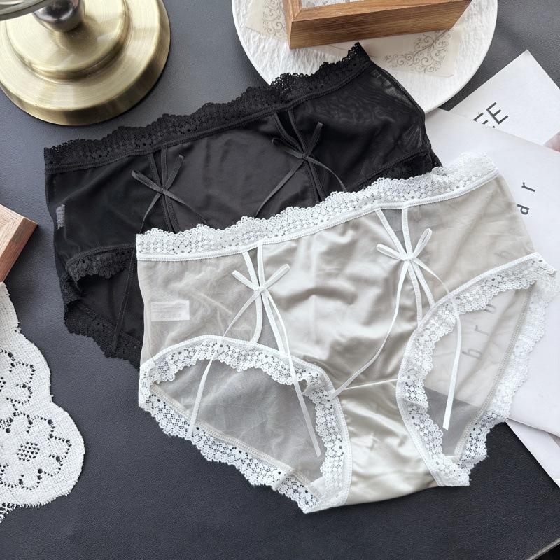 Ladies Spring Summer Cute Hollowed-out Ice Silk Gauze Careful Machine Low Waist Sexy Panties
