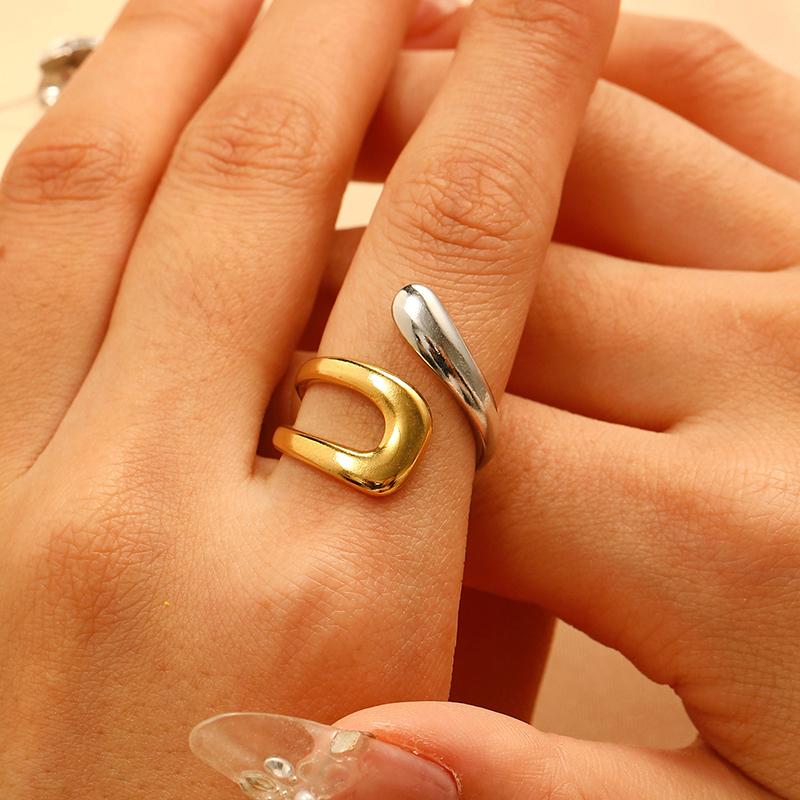 Stainless Steel Geometry Rings for Men Women Two Color Waterproof Open Punk Charms Rings Luxury Jewelry Gifts 2025 New