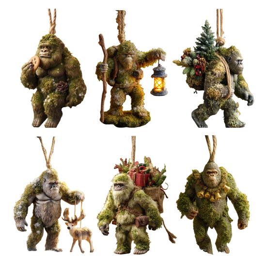 Sasquatch Christmas Ornament 2D Flat Acrylic Hanging Charm Xmas Tree Decoration Festive Gift for Surf Lovers