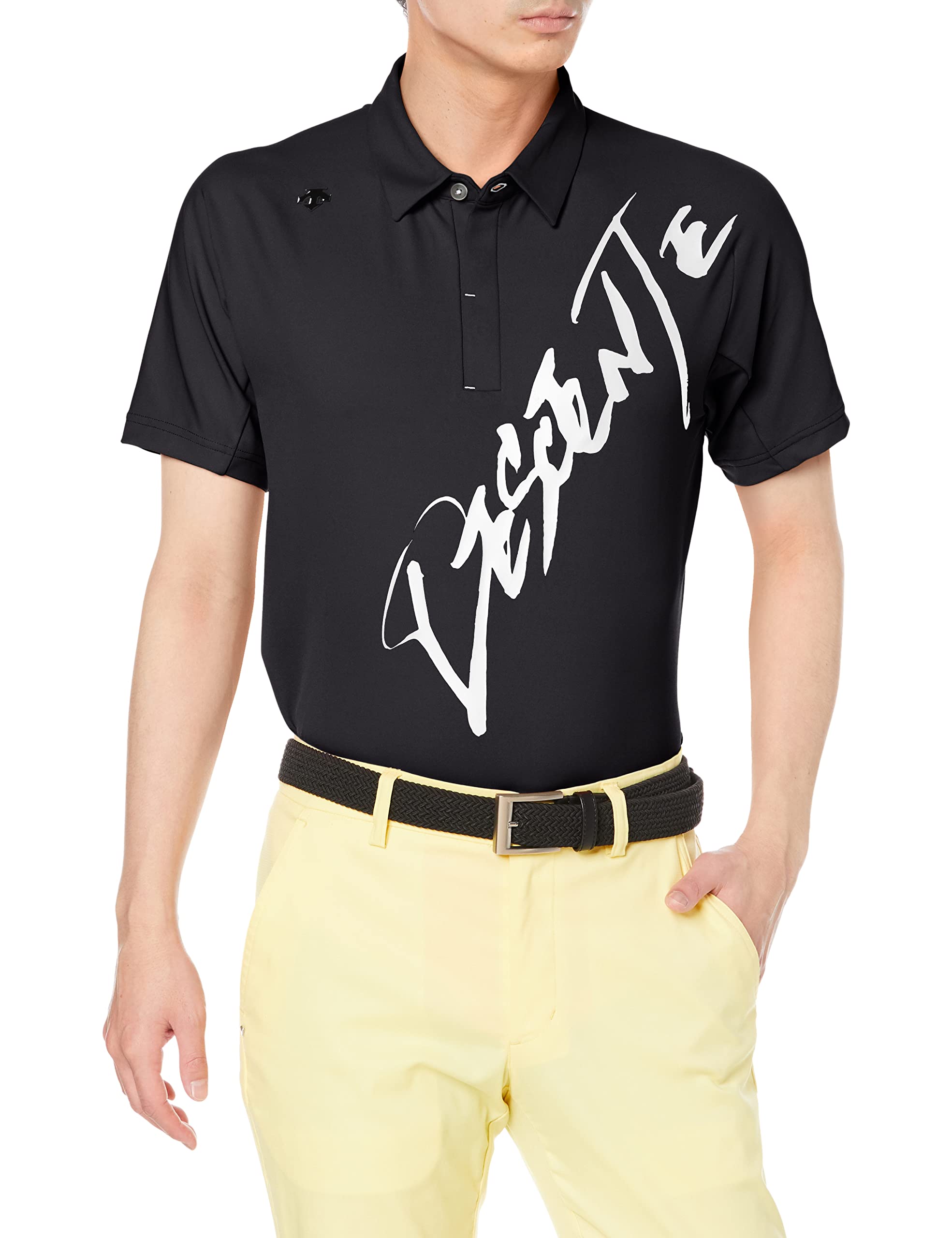 

Golf Short Sleeve Shirt Mami Sweat Absorbent Quick Drying UV Care Stretch DGMTJA37 BK00 L [DESCENTE GOLF] [ACTIVE] [Calligrapher Collaboration] UPF50+