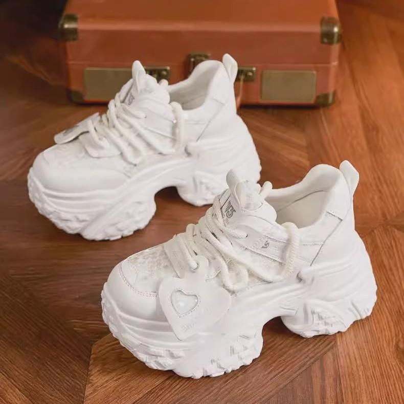 Dad Shoes Women's 2025 Spring New Fashion Versatile Platform Mesh Sports Casual Shoes Super Platform Height Increasing Women's Shoes