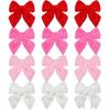 XunYee 12 Pcs Velvet Valentine's Day Bows Plush Bows for Valentine's Day Gift Packing Pink Hanging Ornament for Holiday Crafts Tree Fireplace Wreaths