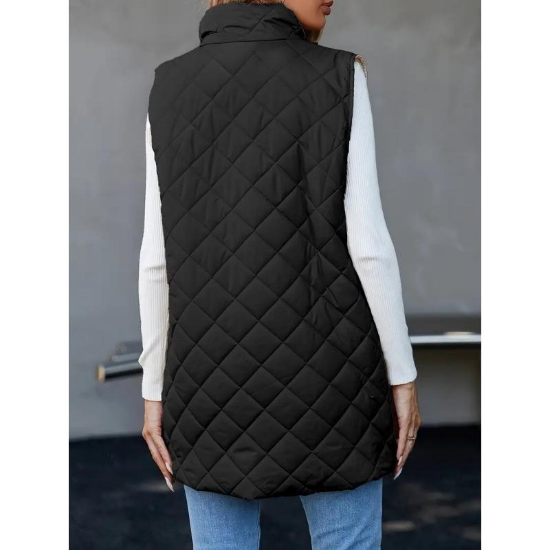 Women S Mid Length Sleeveless Hooded Vest Loose Fit Lightweight Warm Cotton Padded Jacket