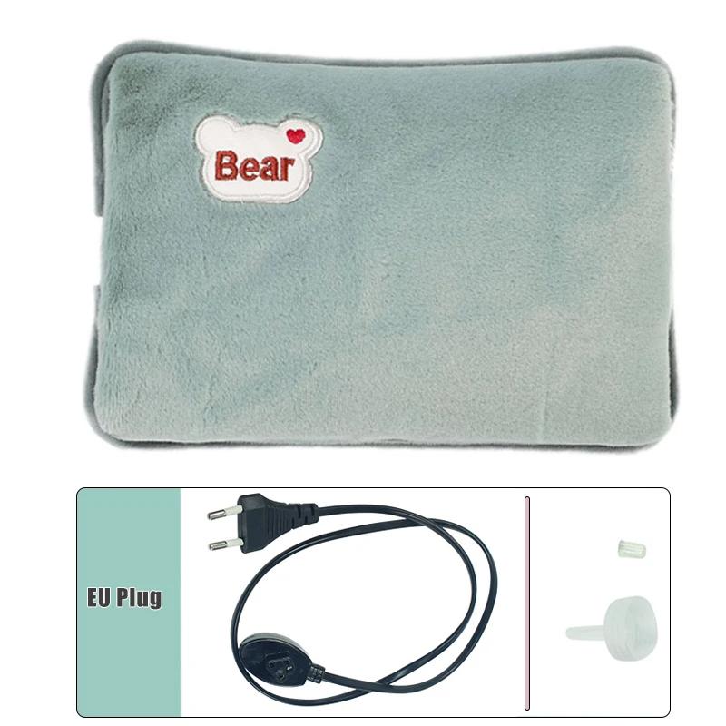 EU Plug Hand Warmer Electric Hot Water Bag Winter Soft Plush Charging Hot Water Bottle Rechargeable Warm Hand Pocket