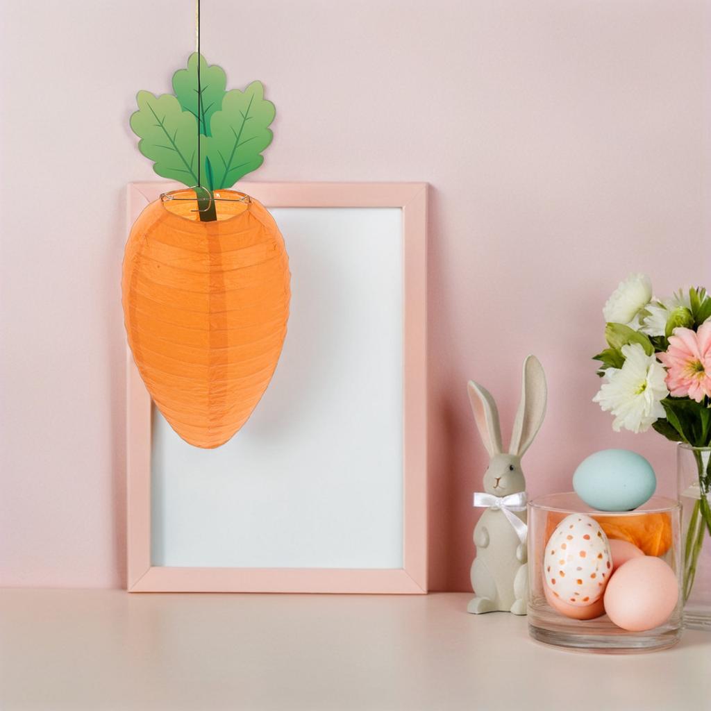 4Pcs Cute Carrot Lanterns Easter Decorations Hanging Paper Lanterns for Tree Ceiling Wedding Birthday Spring Festival Supplies