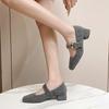 Women Square Toe High Heels Shoes Suede Marie Janes Shoes New Winter Woman Brand Fashion Shallow Elegant Pumps Zapatillas