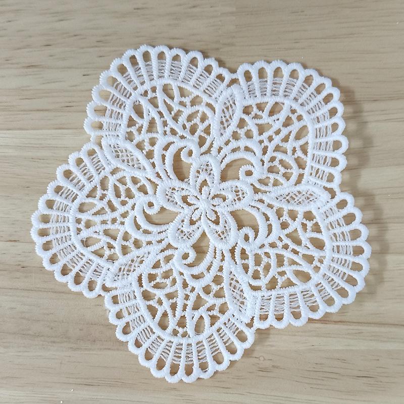 White Vintage Water-soluble Lace Small Coaster Cloth Sticker Clothes Decoration Patch Sticker DIY Hollow Embroidery Fabric Patch Accessories