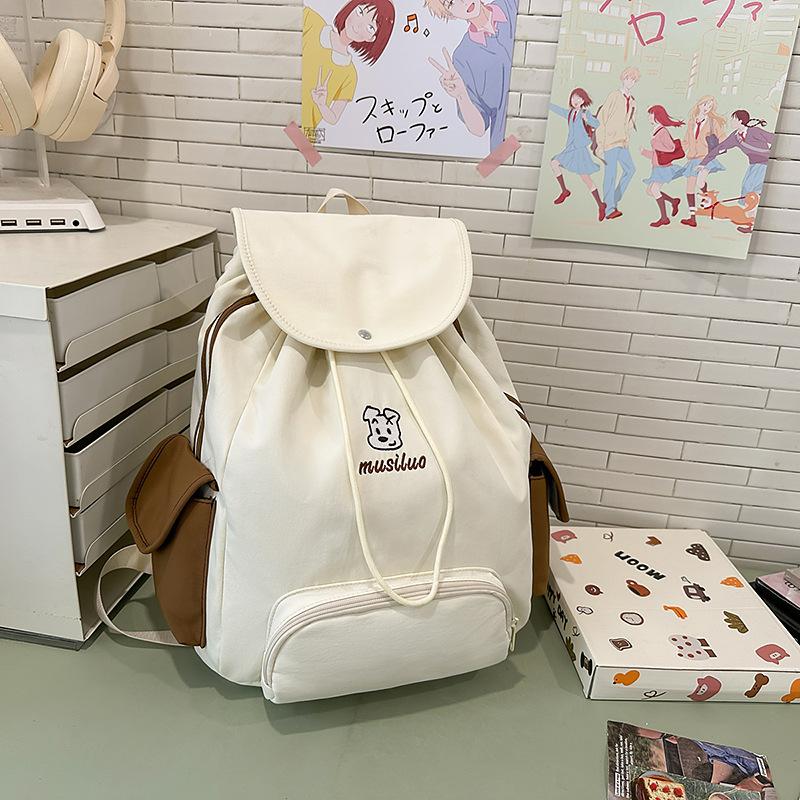 Japanese ins schoolbag female college students niche bundle drawstring backpack lightweight large capacity junior high school students backpack