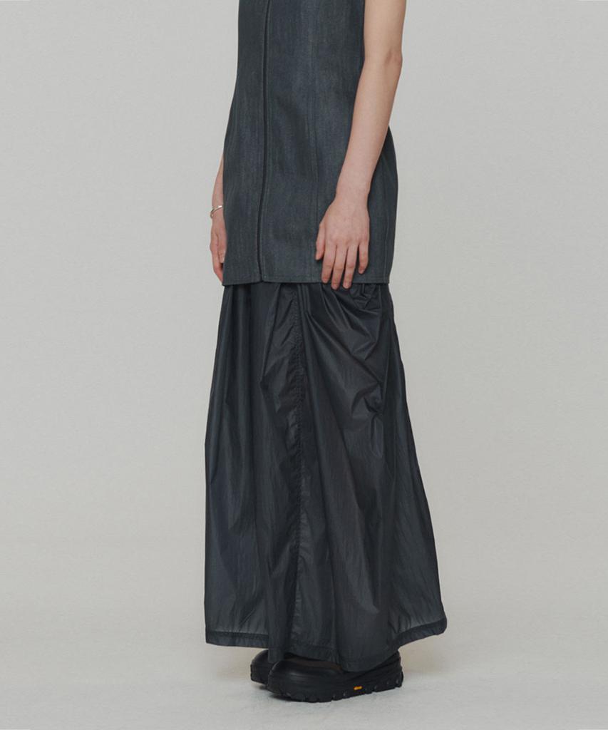 Amomento Layered Shirring Skirt_Navy