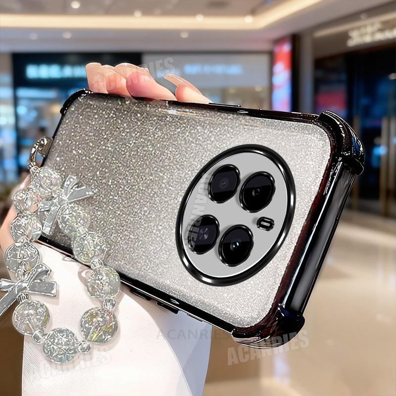 Realme12pro Star Lanyard Chain Plating Glitter Shockproof Silicone Case For Oppo Realme 12 13 11 Pro Plus 12pro Soft Back Cover