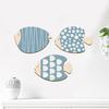 3 Pcs Wooden Fish Wall Decor Beach Nautical Coastal Theme Blue Fish Wall Sculpture Vintage Lake House Wall Art for Bathroom Living Room