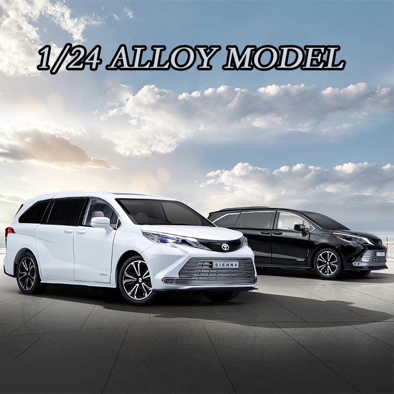 1/24 Scale Sienna MPV Diecast Car Model Toy, Pull Back Toy Vehicle with Sound and Light for Kids Toddler Boys Girls Gift Collection