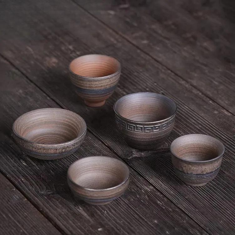 Retro Kiln Change Ceramics Master Cup Handmade Coarse Pottery Teacup Tasting Mug Tea Bowl Meditation Cup Tea Ceremony Drinkware