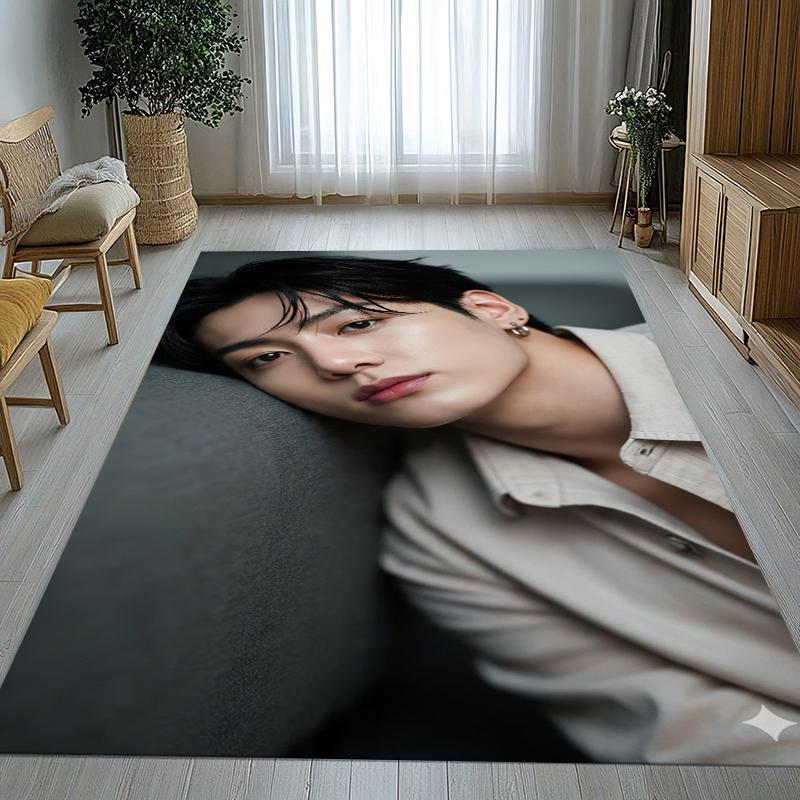 Jeon Jung Kook Kpop B-BTS Tapis de salon antidérapant Tapis doux pour chambre à coucher Salle de jeux pour enfants Canapé, Décoration de maison Paillasson Cadeau