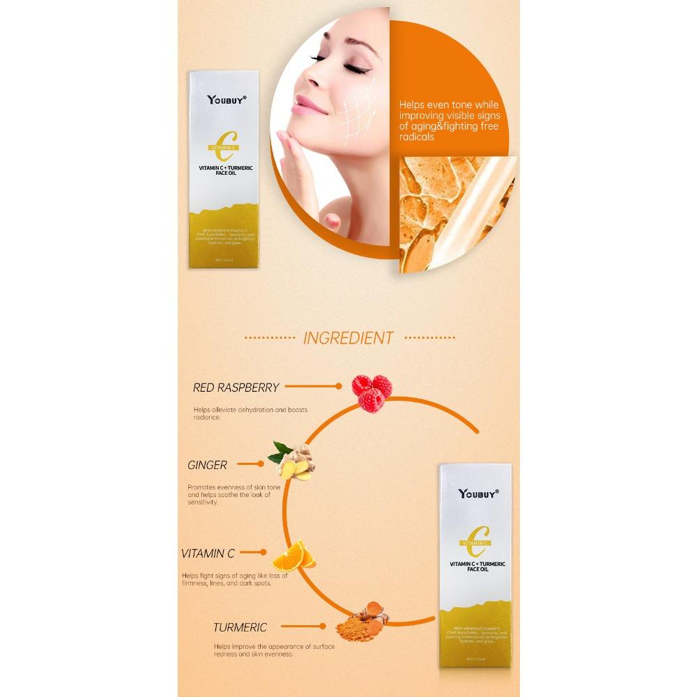 VC Gurkemeie Essence lysner opp ansiktets hudfarge Vitamin C Essence Oil fukter og blekner fine linjer