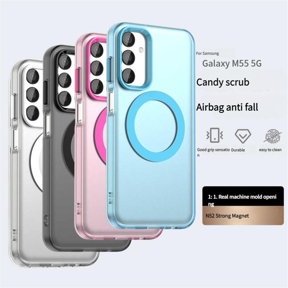 Magsafe Matte Phone Case For Samsung Galaxy M55 C55 F55 5G Protective Case Magnetic Wireless Charging Shockproof Back Cover
