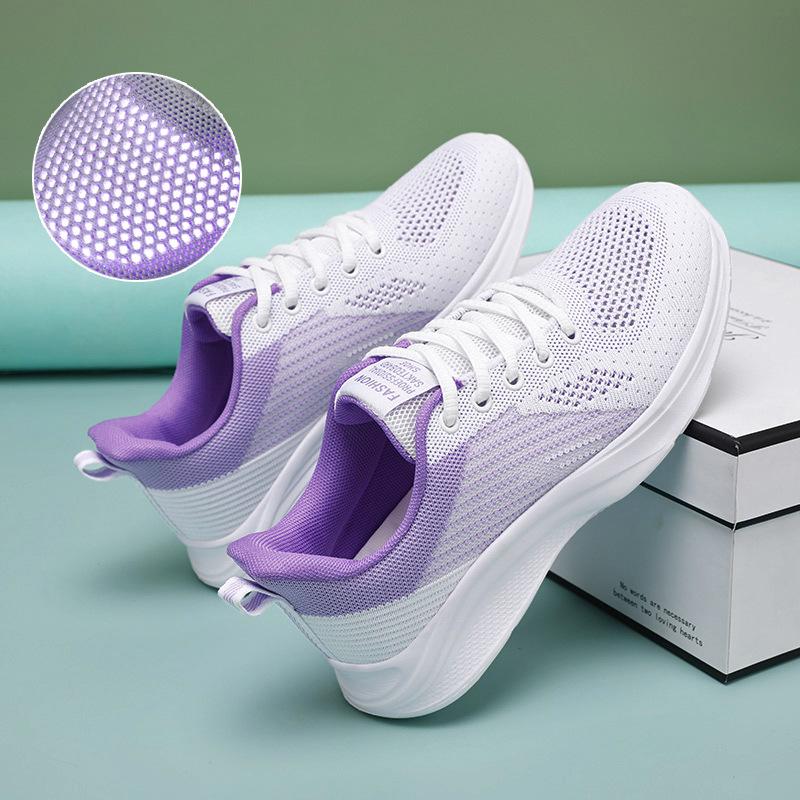 Spring and Summer New Shoes Mesh Breathable Running Shoes Hollow Mesh Shoes Flying Woven Sports Shoes Lightweight Soft Sole Comfortable