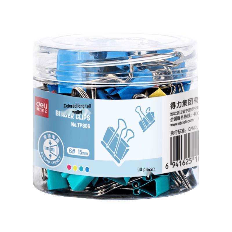 Deli 15mm Colored Metal Binder Clips, 60-Count
