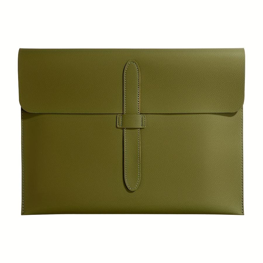 

A4 Thickened PU File Bag with Lychee Pattern, Large-Capacity Office Storage Bag to Prevent Falling зелений